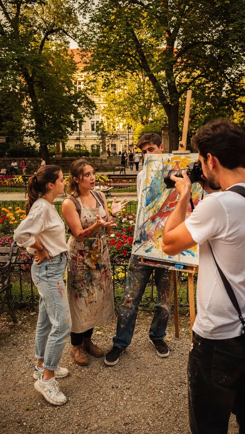 Utcai művészet, graffiti fal, fiatalok kreatív kifejezése.